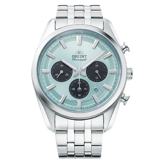 Orient Solar Quartz Chronograph Diver Watch with Ice Blue Dial #RA-TX0304L10B kol saati