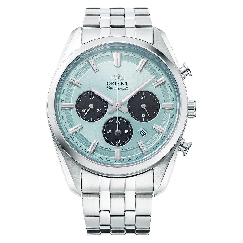 Orient Solar Quartz Chronograph Diver Watch with Ice Blue Dial #RA-TX0304L10B kol saati