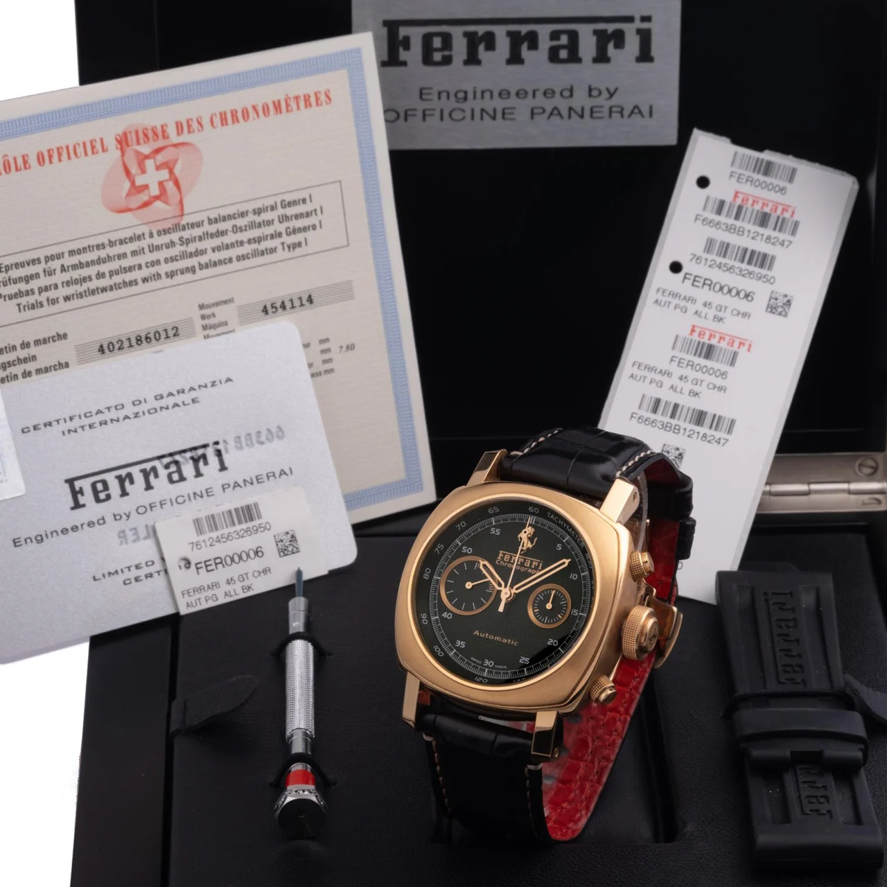 Ferrari Engineered By Panerai, Switzerland FER 0006 kol saati