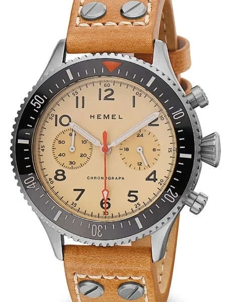 Hemel Meca-Quartz Chronograph Watch with 60-Minute Ceramic Bezel and Sapphire Crystal #HF31V 42 mm kol saati