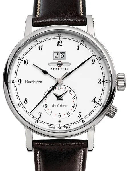 Graf Zeppelin Scratch and Dent - NORDSTERN series, Dual Time Big Date Watch, White Dial #7