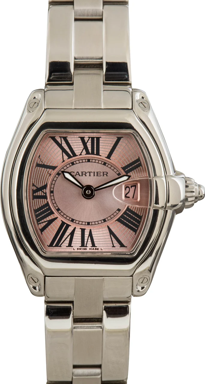 Cartier Roadster W62017V3 Pink Roman Dial 30 mm kol saati