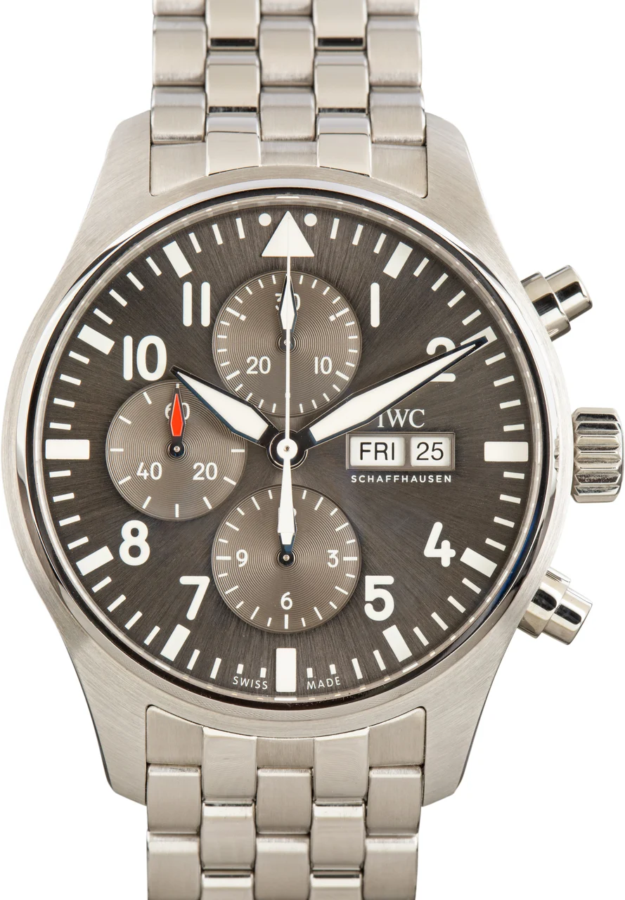 IWC Pilot’s Watch Spitefire Chronograph Ref IW377719 Grey Dial kol saati