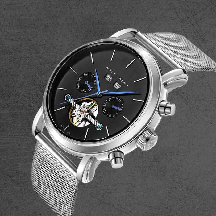Matt Arend Aficionado Classic Silver / Black MA 302 Aficionado Classic Silver / Black 44 mm kol saati