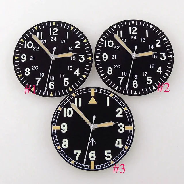 Tandorio Black Watch Dial Fit For NH34 NH36 NH35 Automatic Movement Arabic Numerals 100500