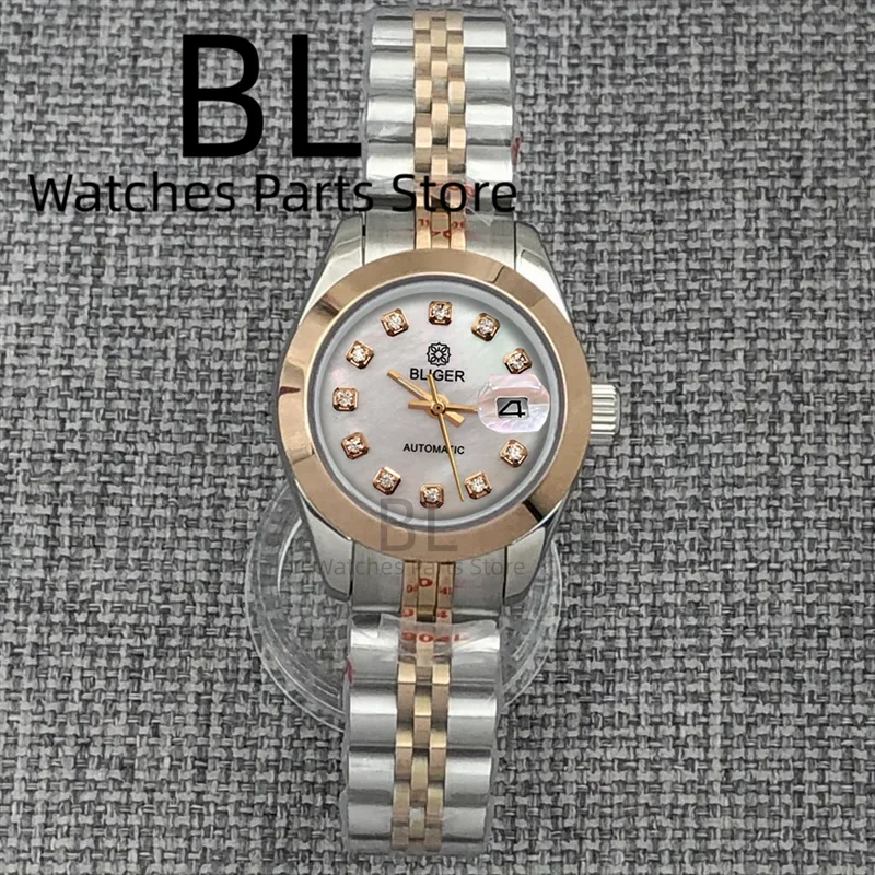 Tandorio Watch BLIGER Luxury Two Tone Rose NH05 Automatic Watch Sapphire Diamond 12000051851392061 28 mm kol saati