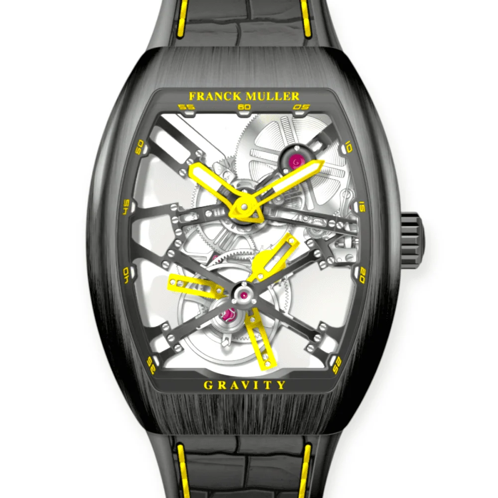 Franck Muller Vanguard Gravity Skeleton Tourbi Pre-Owned FRANCK MULLER V45 Vanguard Gravity Skeleton Tourbi 45 mm kol saati