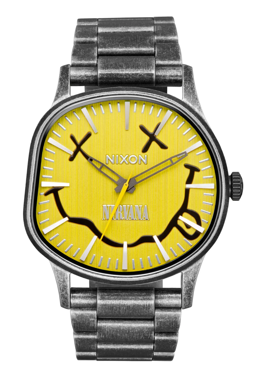 Nixon US Nirvana Sentry Wobble - Yellow Nirvana Smiley A1417-5273-00 kol saati