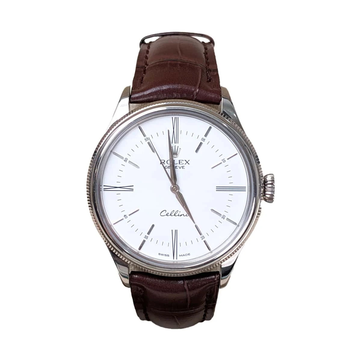 Rolex Cellini Time White Dial Leather Strap 39mm Rolex 50509 Cellini Time White Dial Leather Strap 39mm Mens 39 mm kol saati