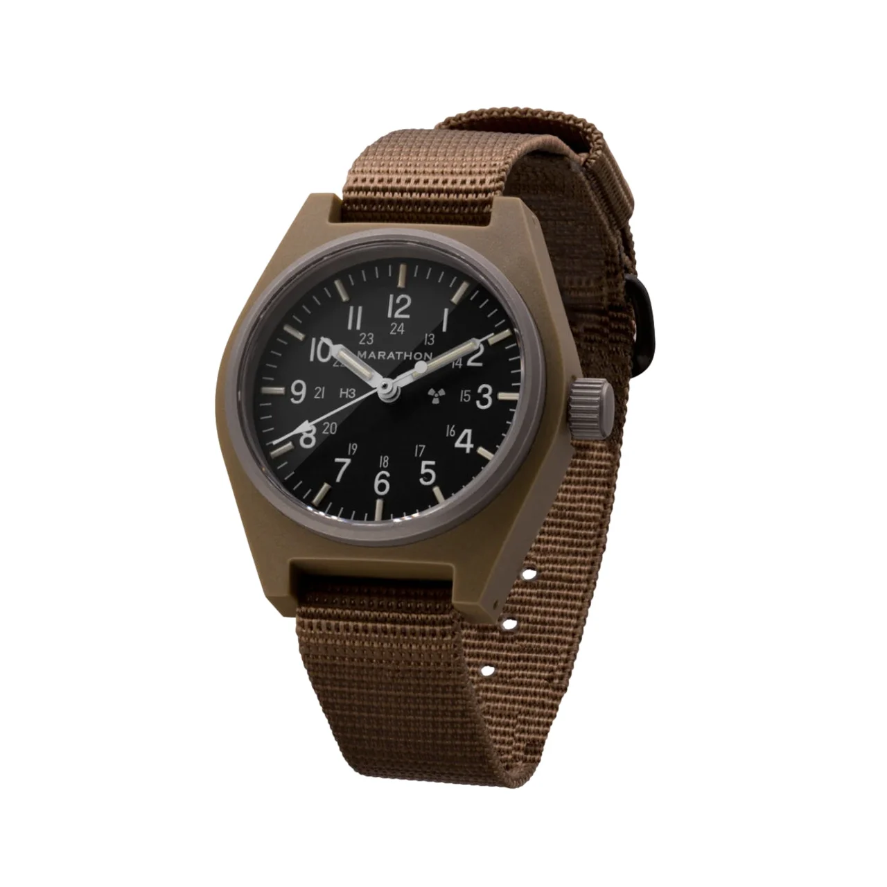Marathon GPM Standard-Issue Tritium Field Mechanical Type II Desert Tan 34mm - Black on Fabric Strap WW194003DT-0103 34 mm kol saati