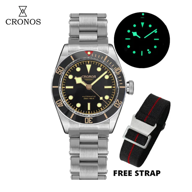 Cronos Watch Store Cronos Luxury Men Watch Diver BB58 Watches L6017 克诺时-L6017-黑面黑金圈-pt-有lo