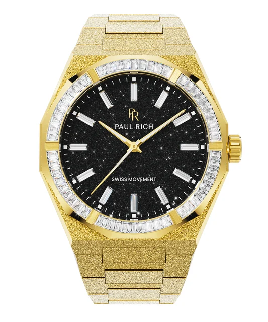 Paul Rich Frosted Star Dust II BlackMoissanitePR99II - Gold Quartz kol saati