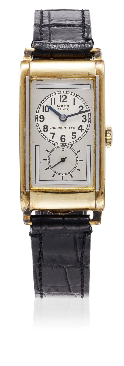 Rolex Ref. 1862; “Prince” so-called “Brancard”, “Chronometer”, “Extra-Prima”; 9K yellow gold and white gold kol saati
