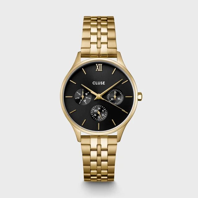 CLUSE Minuit Multifunction Watch Steel, Black, Gold Colour CW10707 kol saati