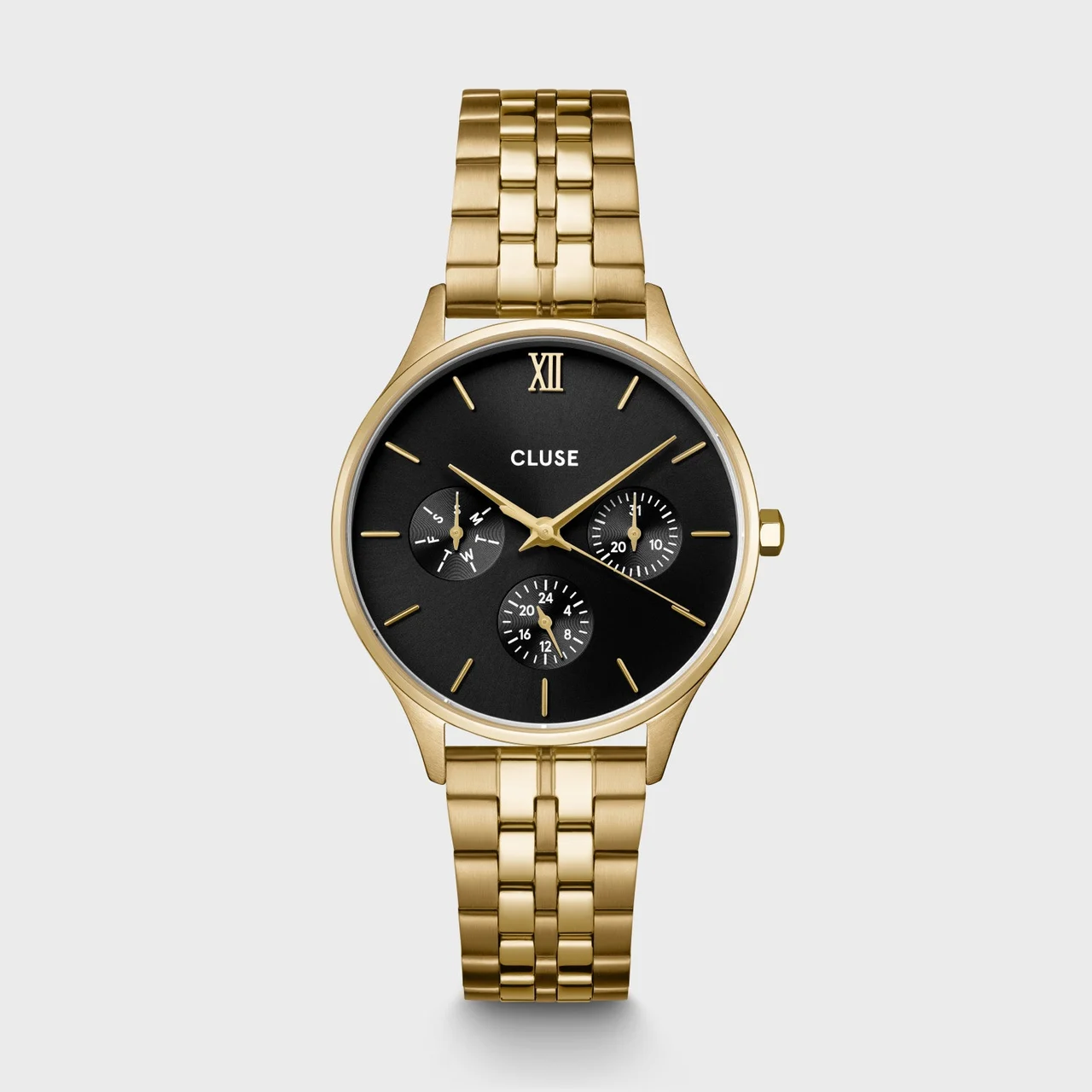 CLUSE Minuit Multifunction Watch Steel, Black, Gold Colour CW10707 34 mm kol saati