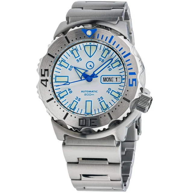 Islander White Dial Automatic Dive Watch with AR Double Dome Sapphire Crystal, and 120-cli