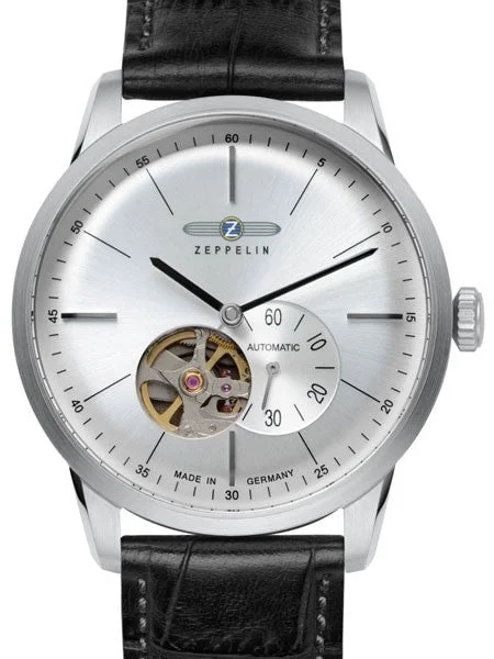 Graf Zeppelin Flatline Automatic Open-Heart Watch with Small Seconds #7364-4 kol saati