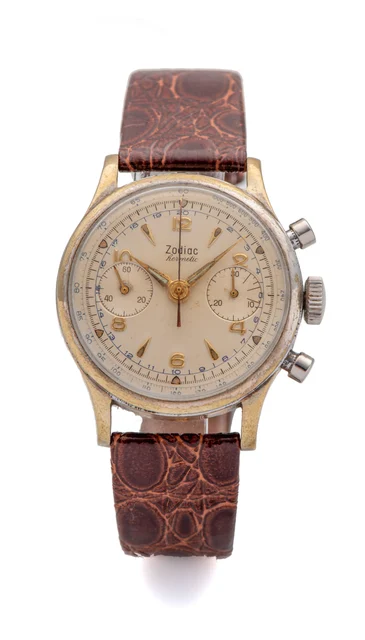 Zodiac Ref. 1025, chronograph, minute counter, silver dial, calibre Valjoux 92; “Hermatic”