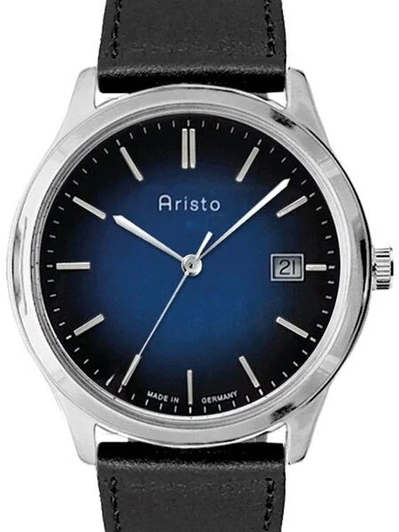 Aristo Blue Dial Dress Watch with Swiss Ronda Quartz Movement #4H196 38.5 mm kol saati