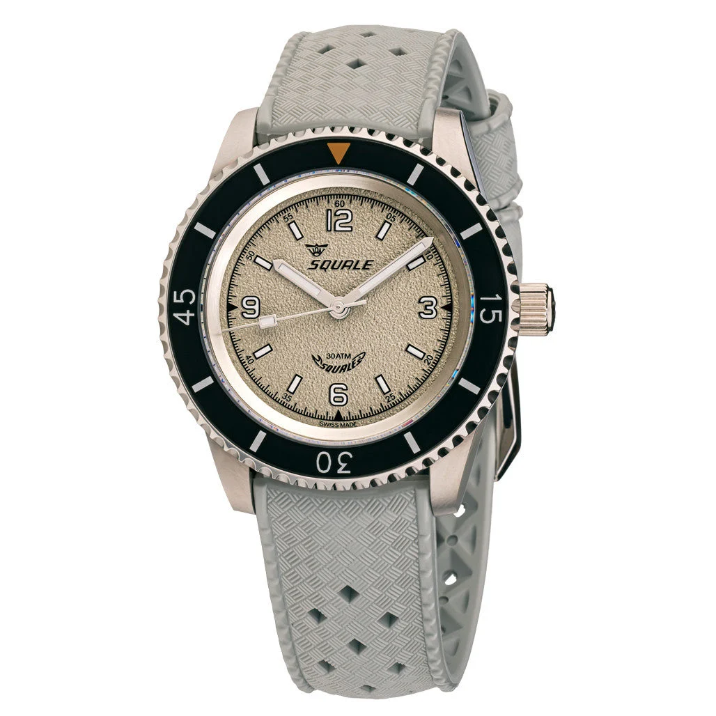 Squale Montauk 300 Meter Swiss Made Automatic Dive Watch with Grey Sand Dial #MTK-13 46 mm kol saati