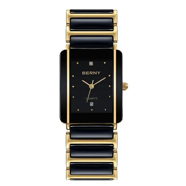 BERNY Men Quartz Ceramic Gold Watch-2010M kol saati