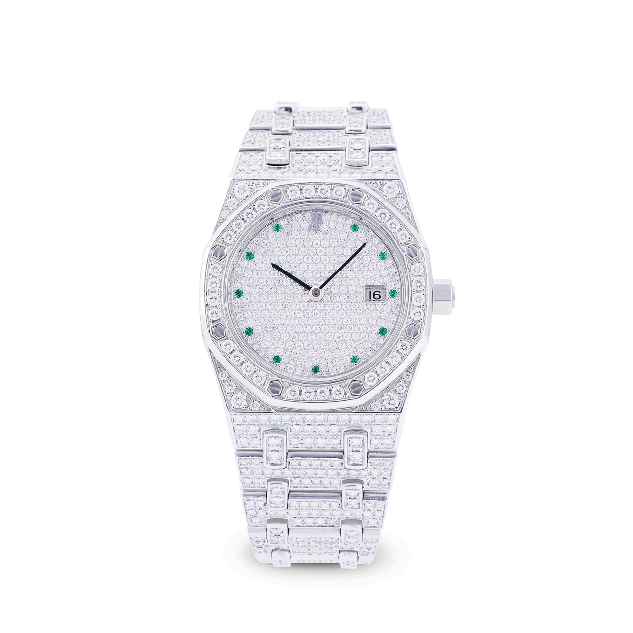 Audemars Piguet AUDEMARS PIGUET, REF. 15055BC.ZZ.0978BC.01, ROYAL OAK JOAILLERIE, DIAMOND AND EMERALD, 18K WHITE GOLD kol saati
