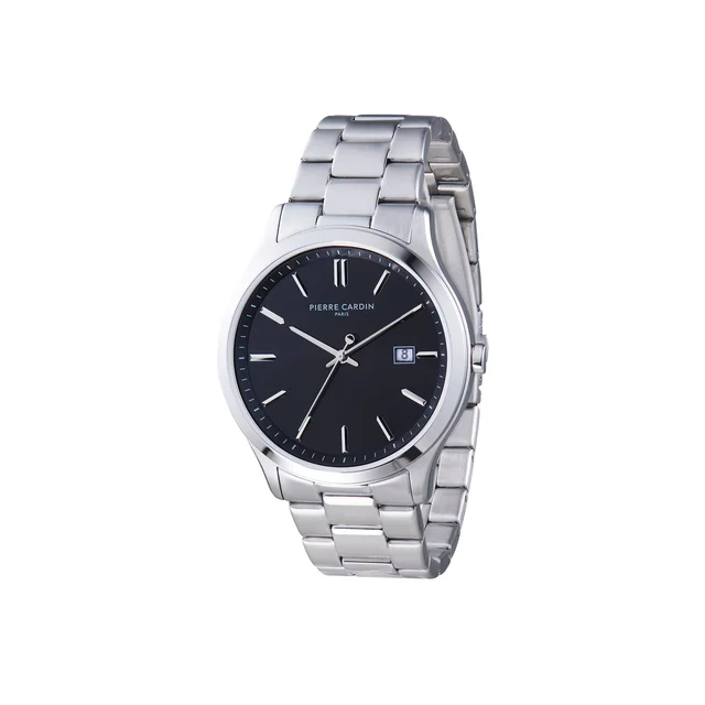 Épinettes Essential Stainless Steel Watch with Black Dial and Metal Links Strap CQI.0005 k
