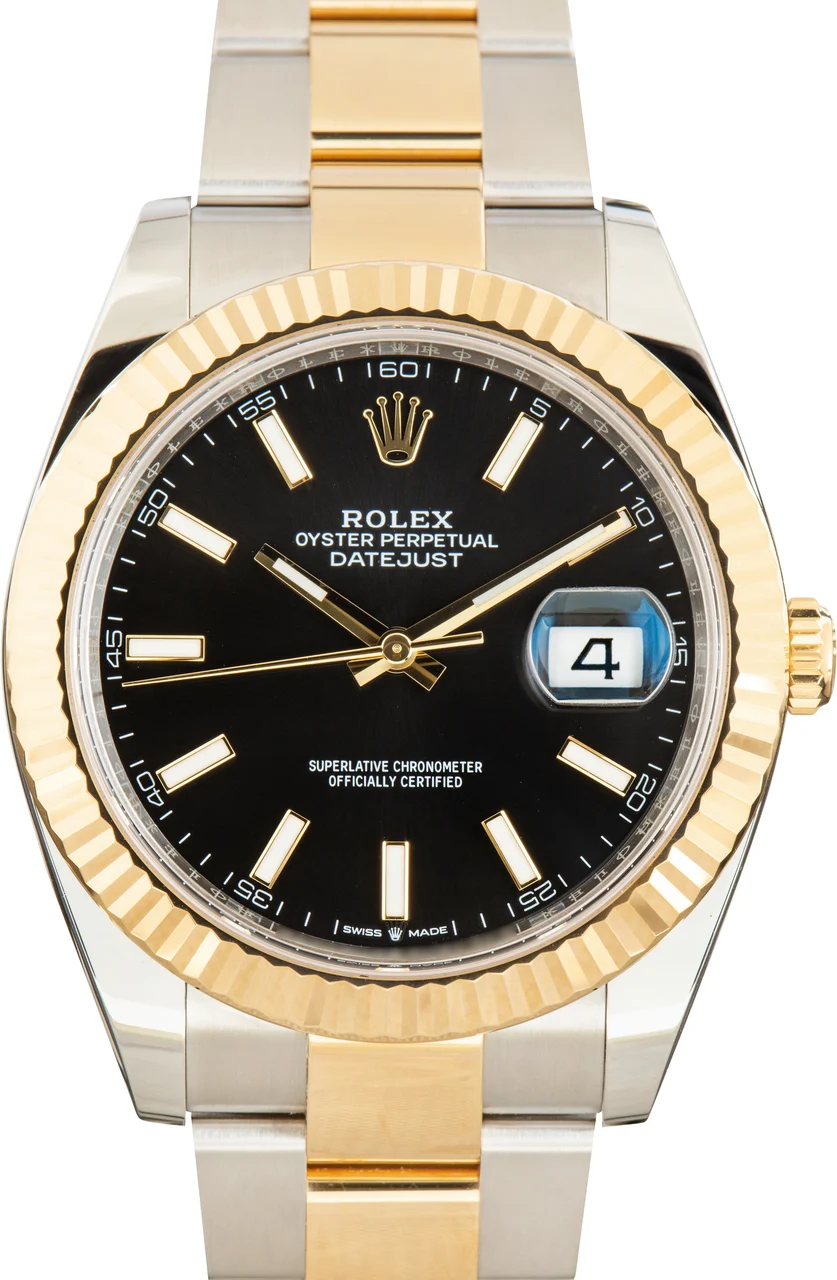 Rolex Two-Tone Datejust 41 Ref 126333 Black Dial 41 mm kol saati