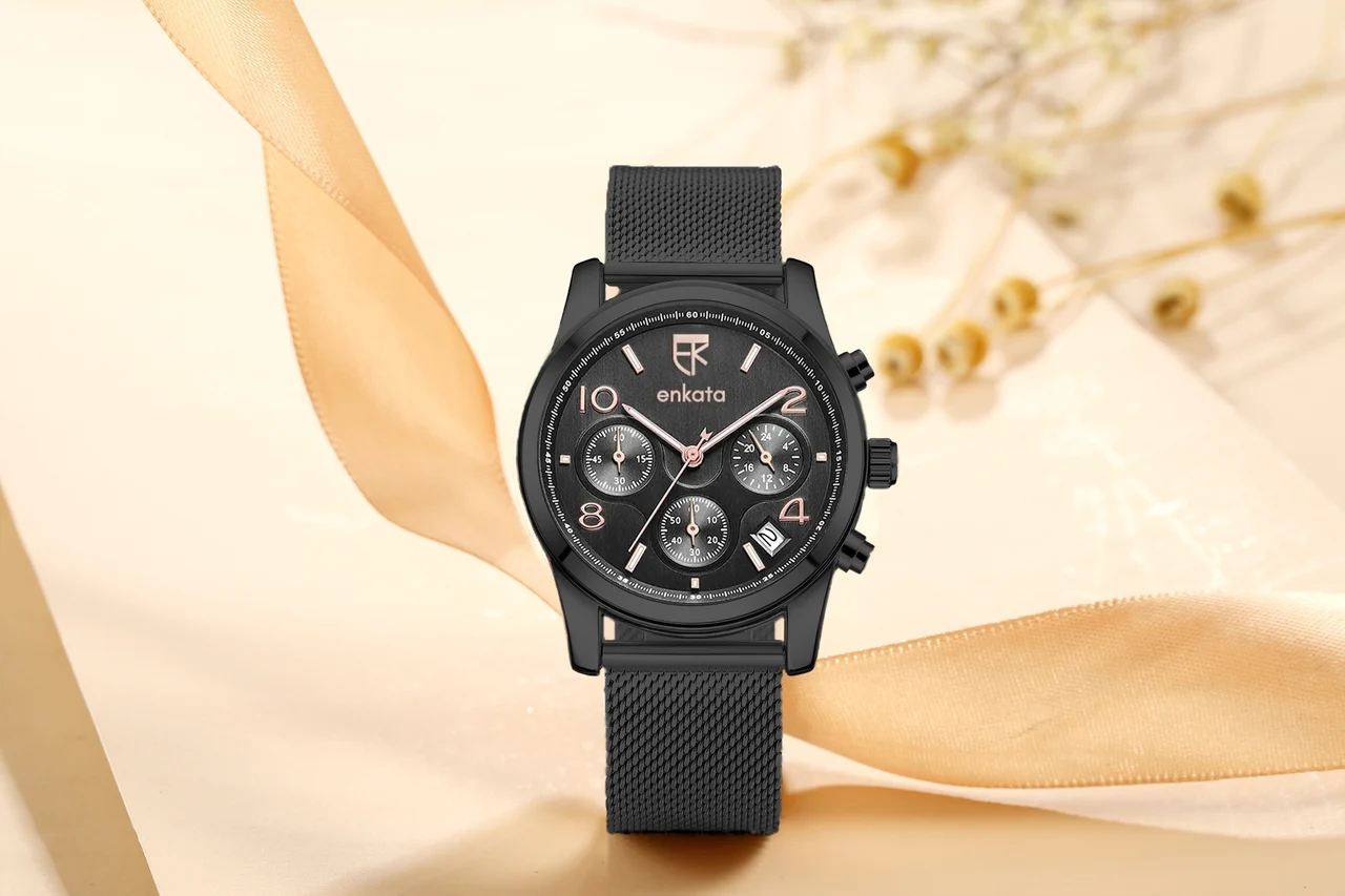 Enkatawatches Aurora III Black Mesh 38 mm kol saati
