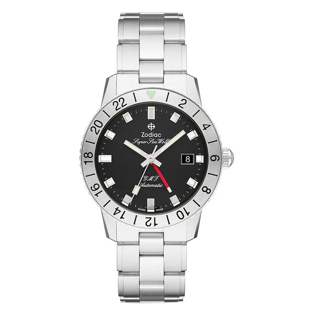 Zodiac Super Sea Wolf GMT Automatic Stainless Steel Watch #ZO9405 kol saati