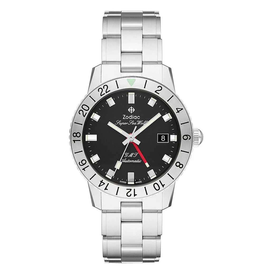 Zodiac Super Sea Wolf GMT Automatic Stainless Steel Watch #ZO9405 kol saati