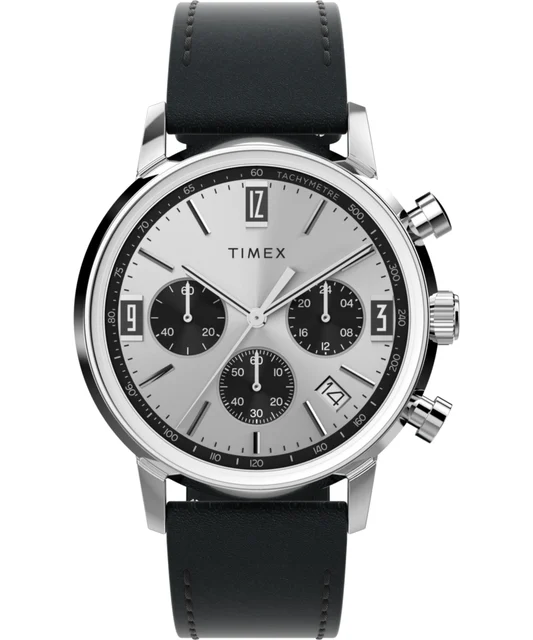 Timex Marlin® Chronograph Tachymeter 40mm Leather Strap Watch TW2W10300 kol saati