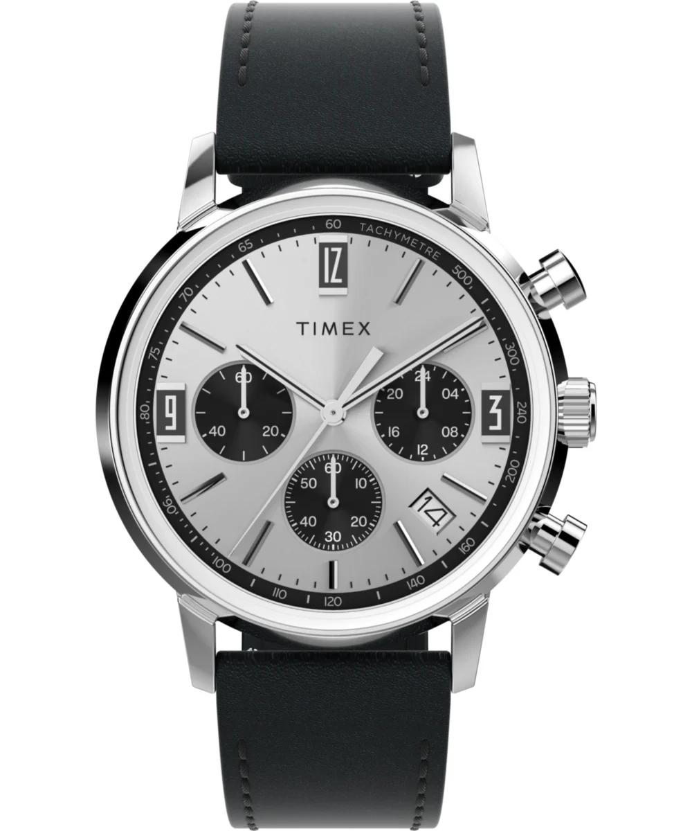 Timex Marlin® Chronograph Tachymeter 40mm Leather Strap Watch TW2W10300 40 mm kol saati