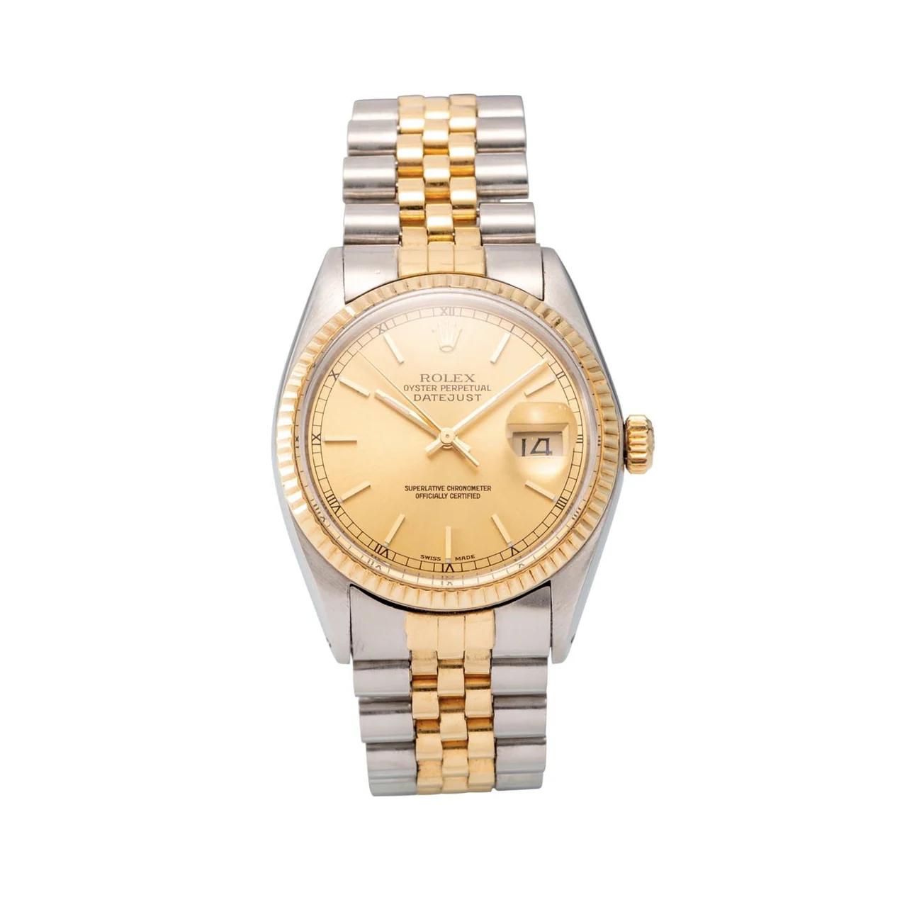 Rolex Datejust 16013 Silver Dial Two Tone Jubilee Band 36 mm kol saati