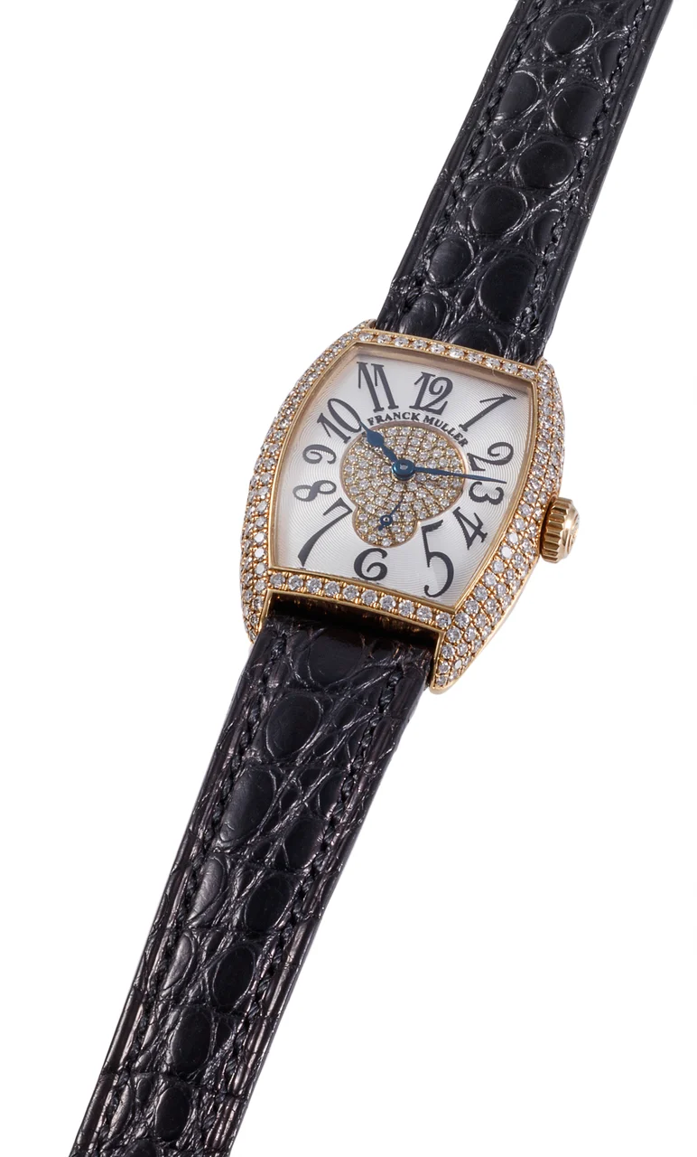 Franck Muller FRANCK MULLER REF. 1750, "CINTREE CURVEX ", 18K YELLOW GOLD WITH DIAMONDS kol saati