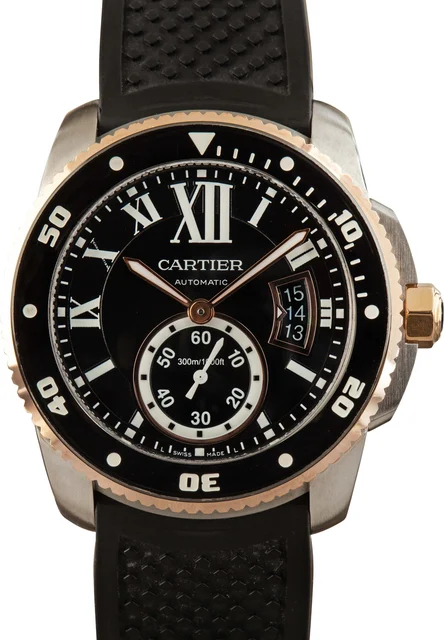 Cartier Caliber De Diver Steel & Rose Gold W7100055 kol saati