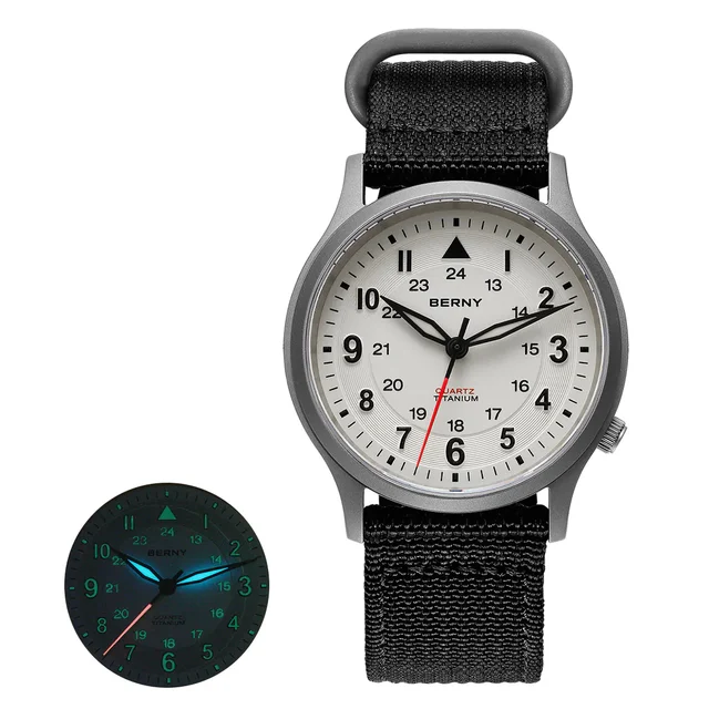 BERNY Men Quartz Titanium Field Watch-T2596M T2596M-B kol saati