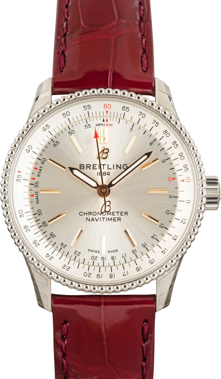 Breitling Steel Navitimer Automatic 35 Silver Dial A17395F41G1P2 35 mm kol saati