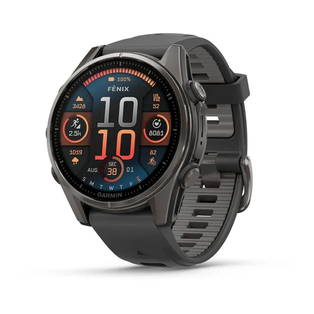 Garmin Fenix 8 43mm AMOLED Sapphire Carbon Gray DLC Titanium 010-02903-20 kol saati