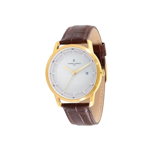 ST. GERMAIN Lines Watch with White Dial, Gold Case and Brown Leather Strap CLC.6002 kol sa
