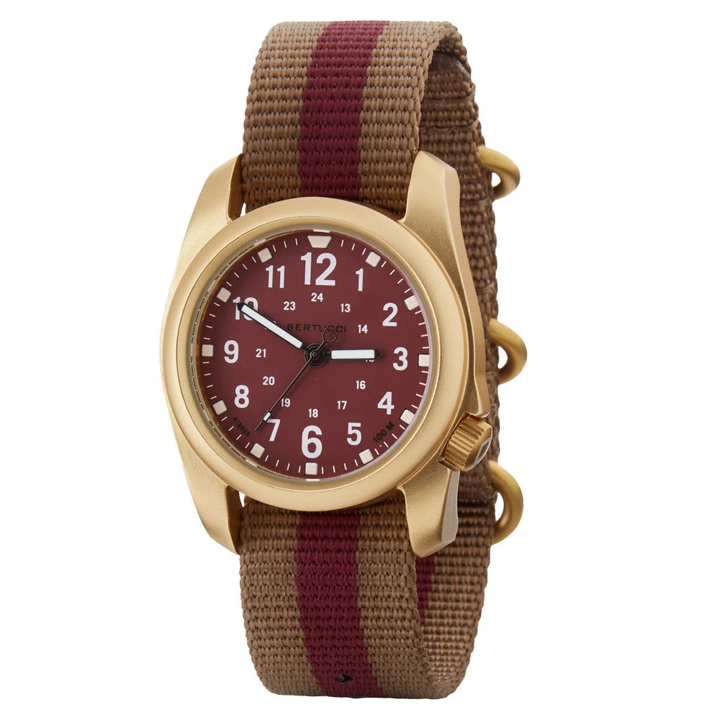 Bertucci Golden Field Watch with Legion Red Dial #16307 40 mm kol saati