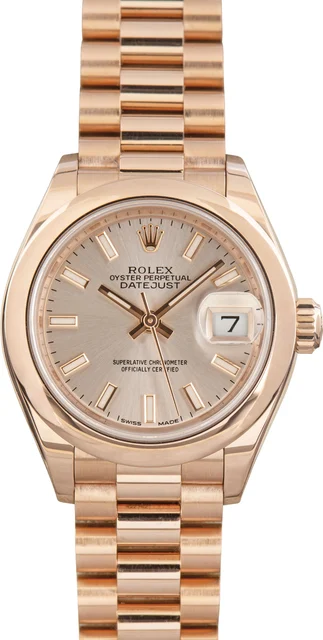 Rolex Datejust 18k Everose Gold 279165 Silver Dial kol saati