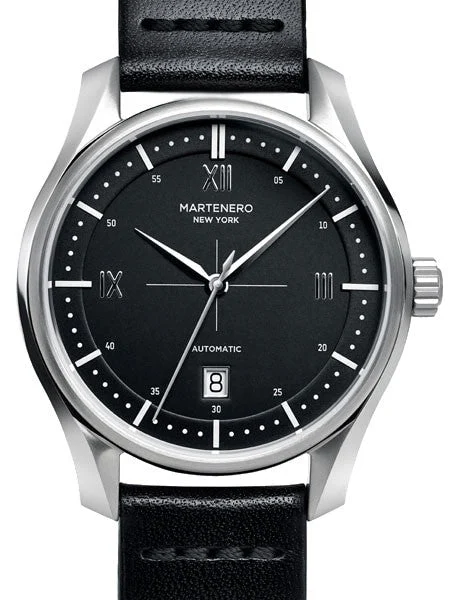 Martenero Marquis Automatic Dress Watch with Black Dial, Sapphire Crystal #MQS003 42 mm kol saati