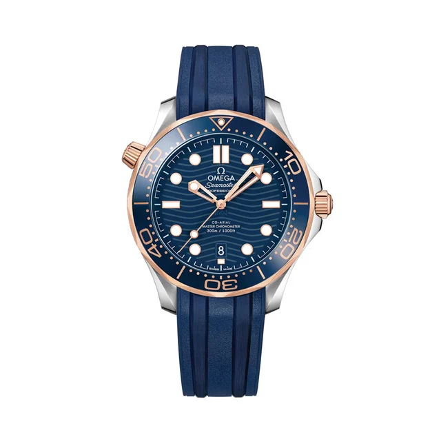 OMEGA Seamaster Diver 300M Steel and Sedna™ Gold 42mm - Blue on Rubber Strap O210224220030