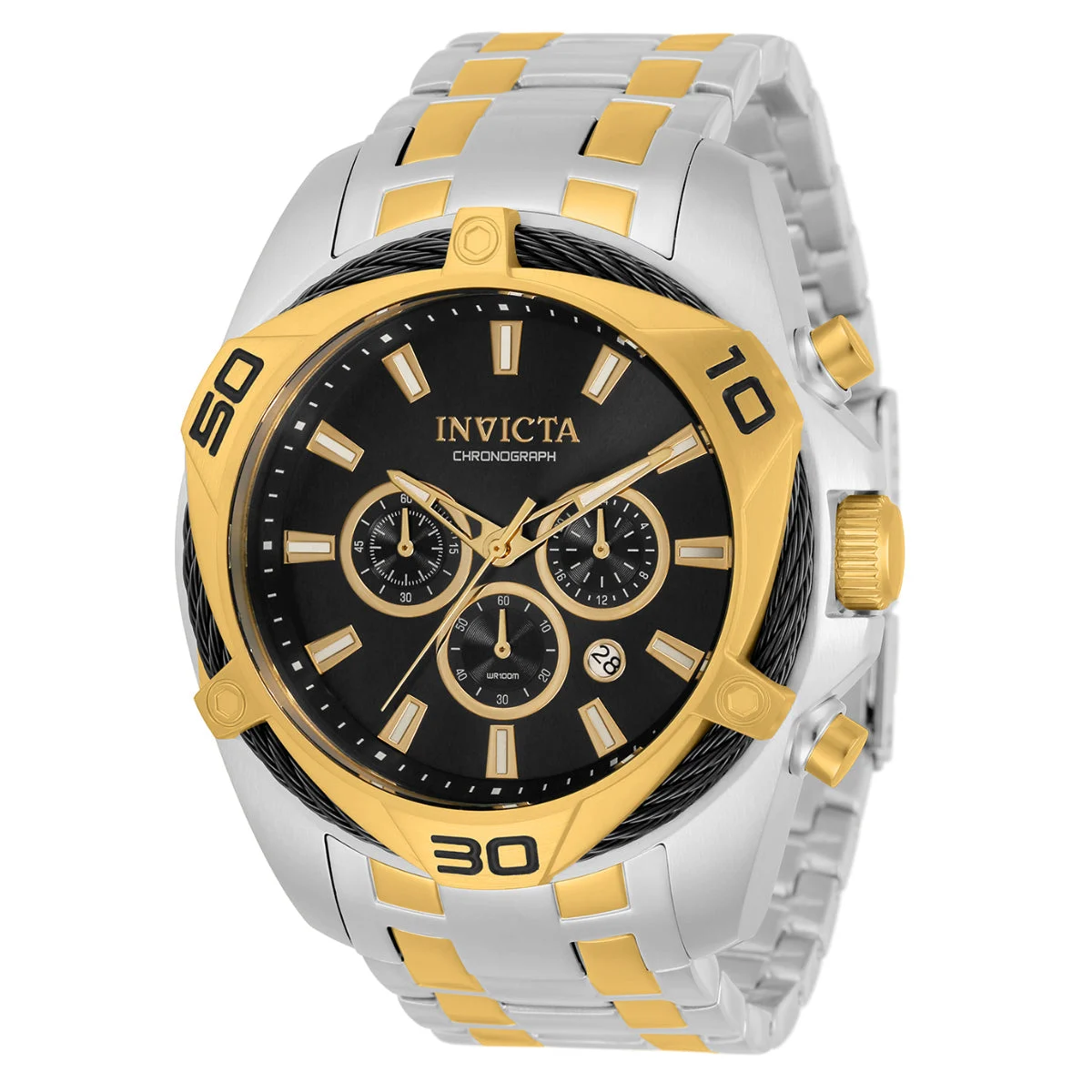 Invicta Bolt Tensora Watch - 50mm, Steel, Gold (34124) 50 mm kol saati