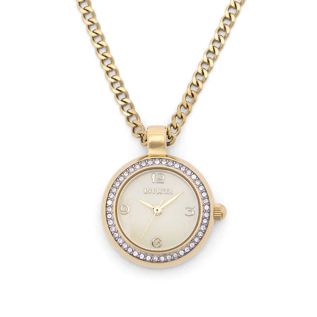Invicta Mini Angel Necklace Watch w/ Mother of Pearl Dial - 23mm, Gold (49932) kol saati