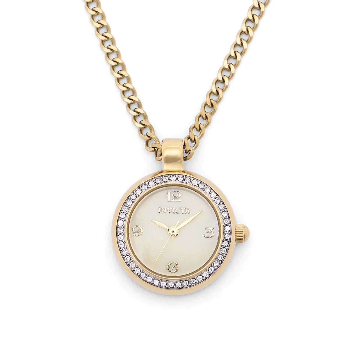 Invicta Mini Angel Necklace Watch w/ Mother of Pearl Dial - 23mm, Gold (49932) kol saati