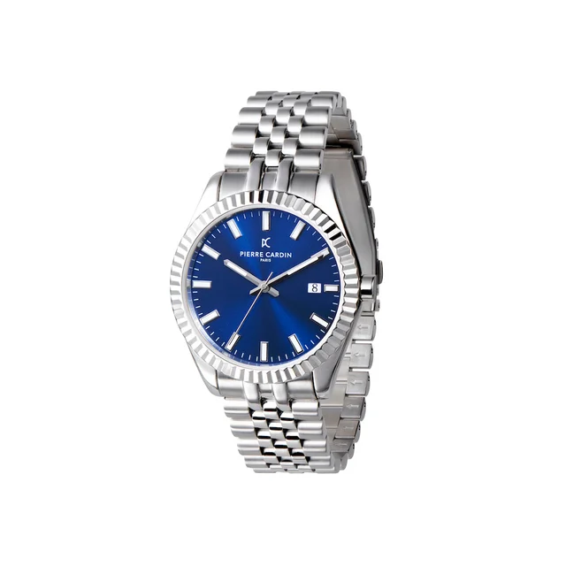 OPERA MENS Opera Stainless Steel Date Watch with Fluted Bezel and Blue Dial COP.0000 kol s