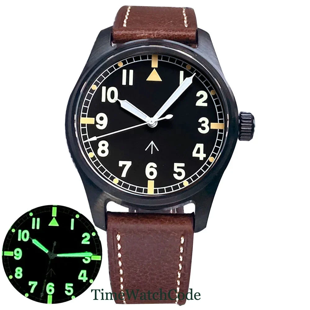 Tandorio Automatic Pilot Watch PVD Plating 39mm NH35 PT5000 20bar Sapphire TD128 14:193#D Tandorio logo;5:56964930#NH35 movement 39 mm kol saati