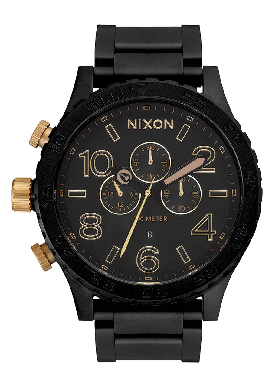 Nixon US Chrono - Matte Black / Gold A1389-1041-00 51 mm kol saati